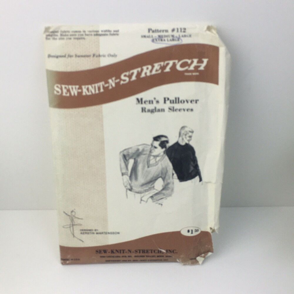 Mens Pullover Top Raglan Sleeves Size S-XL CUT to XL Pattern 112 Vintage 60s
